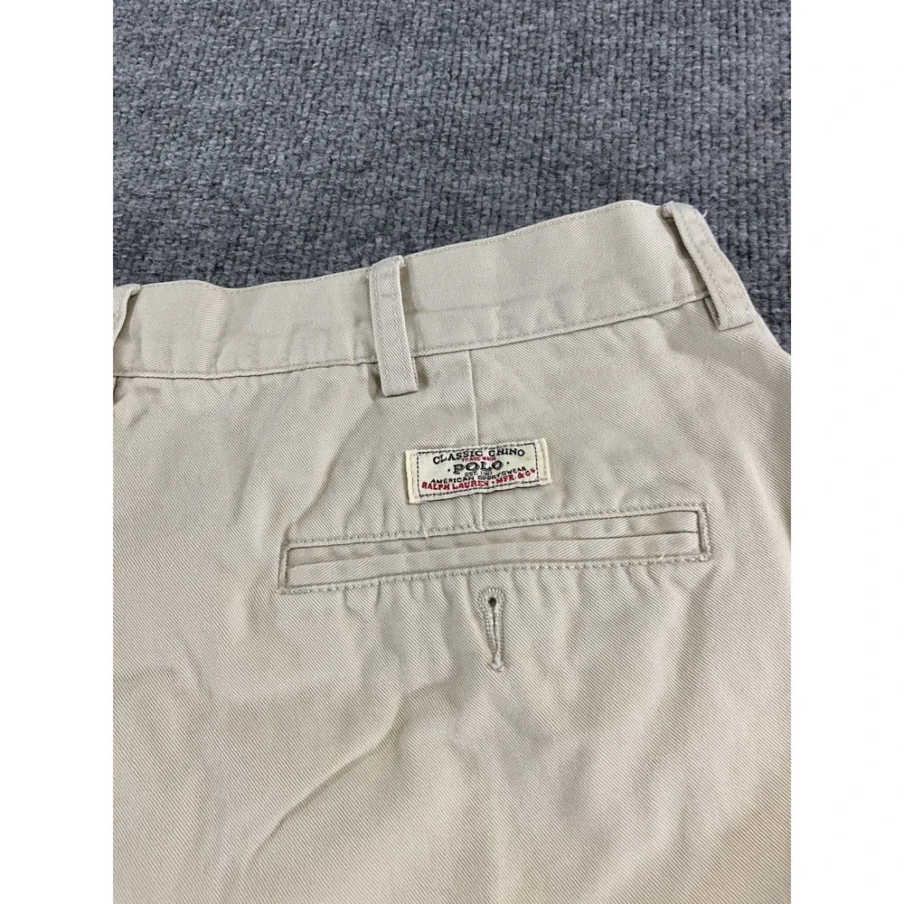 Polo Ralph Lauren Tyler Men's Shorts 36 Beige Khaki 100% Cotton Pleated Casual C
